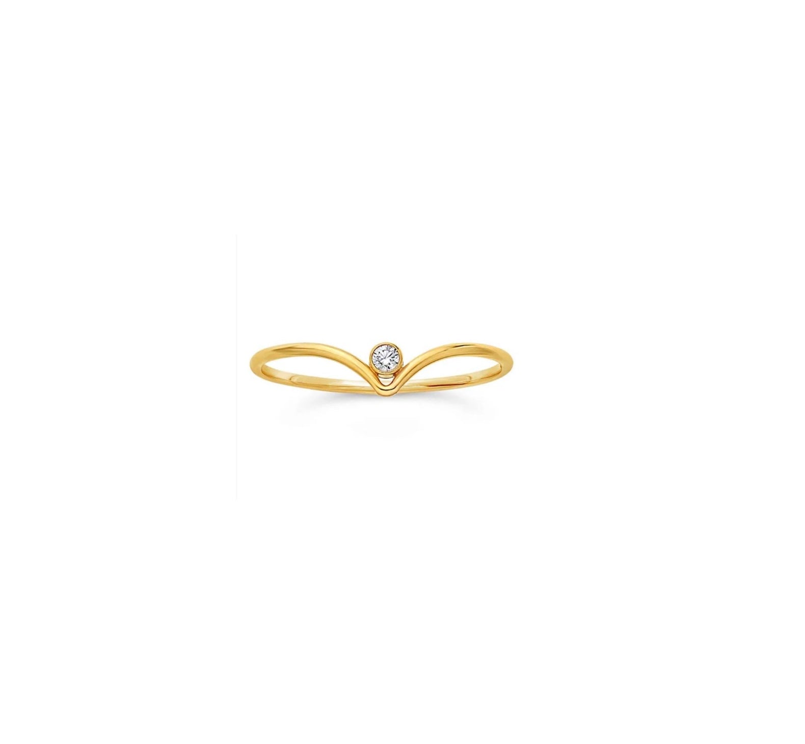Chevron gold filled dainty ring on white background - Camille Jewelry