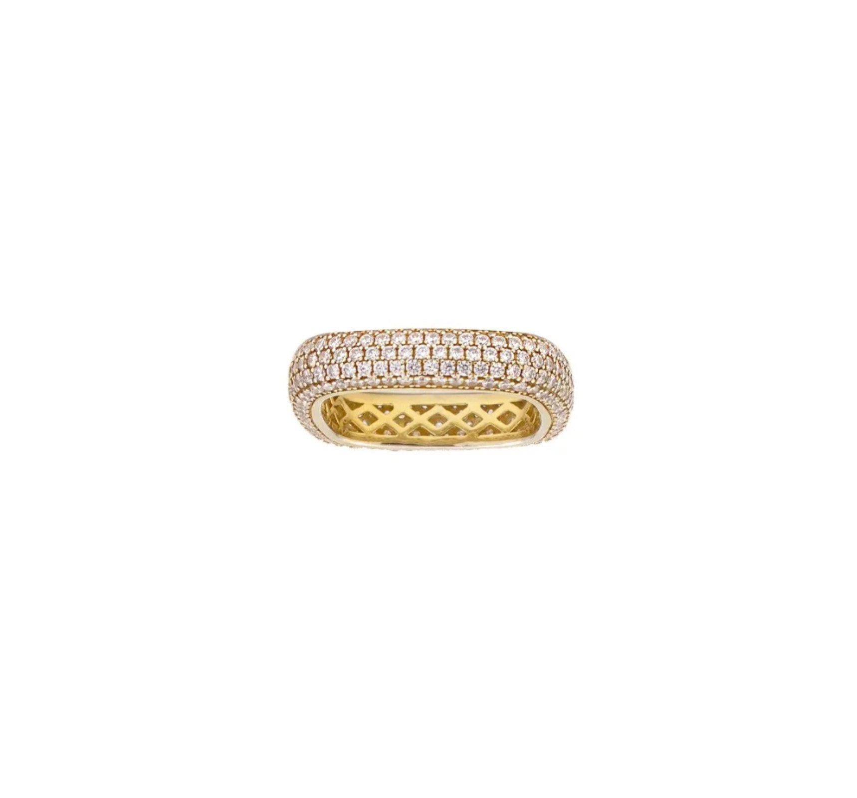 Soft Square pave ring in gold vermeil on white background - Camille Jewelry