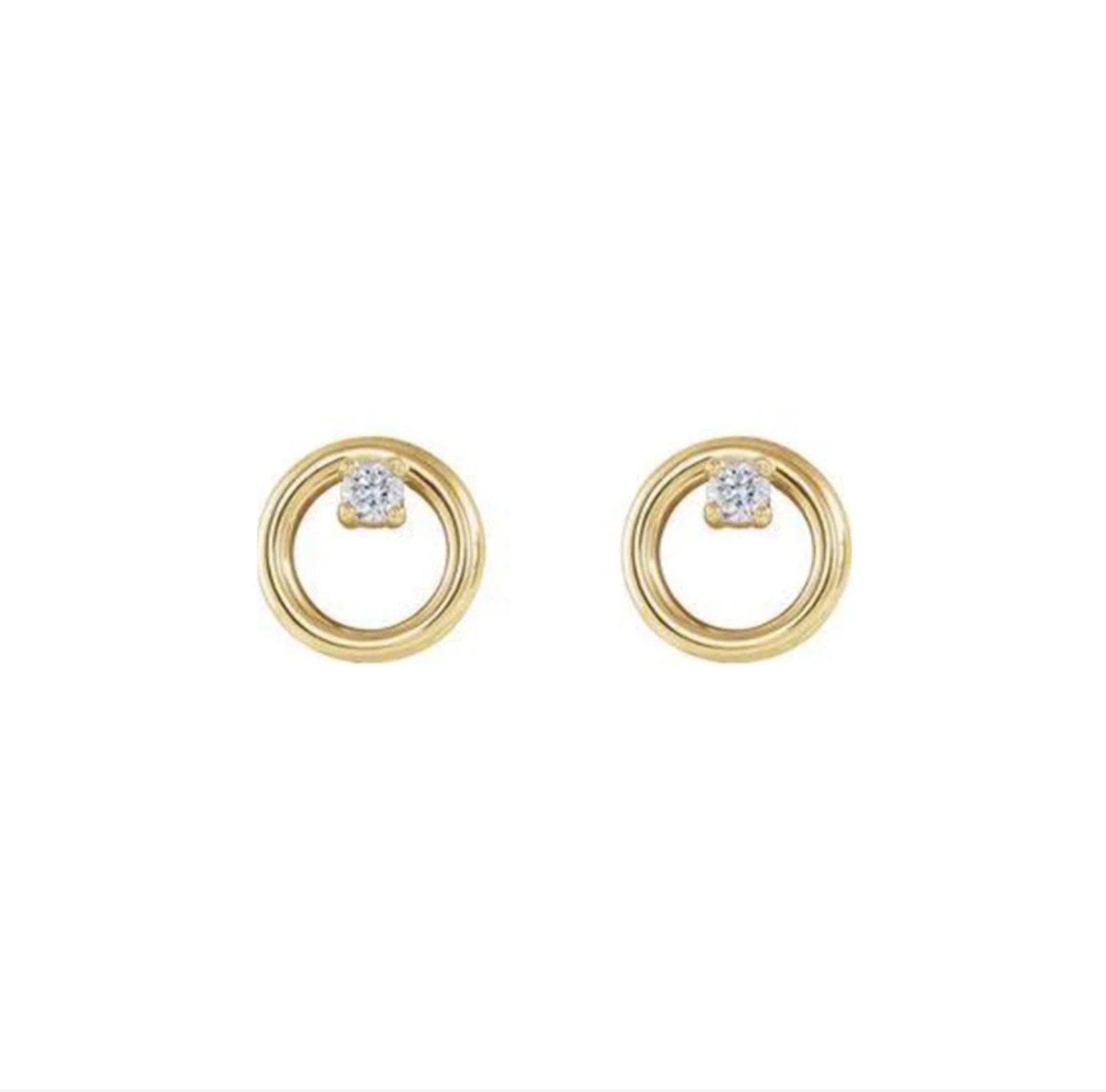 Circle diamond earrings on white background - Camille Jewelry