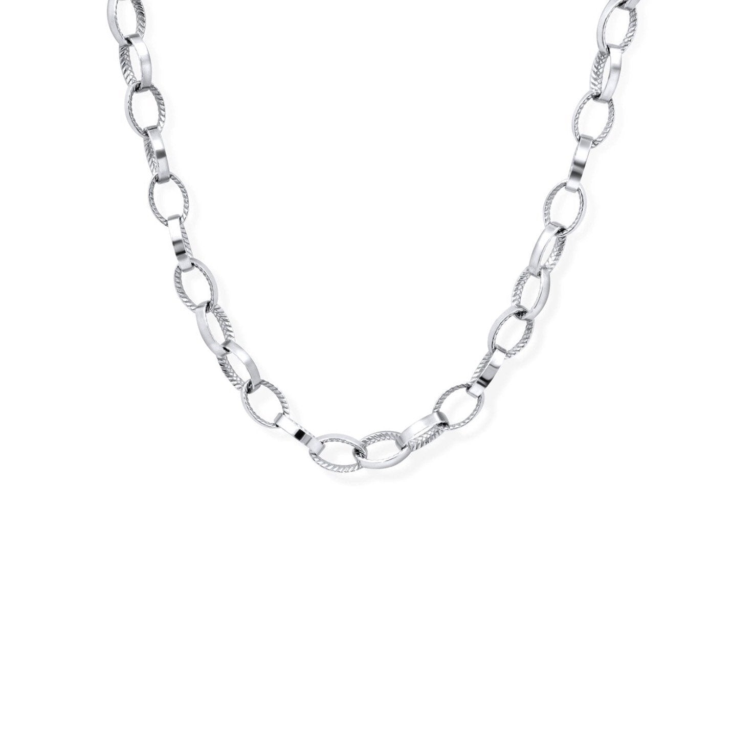 Silver Link Necklace On White Background - Camille Jewelry