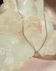14K Gold Drilled Diamond Necklace – Minimalist Floating Pendant - Camille Jewelry