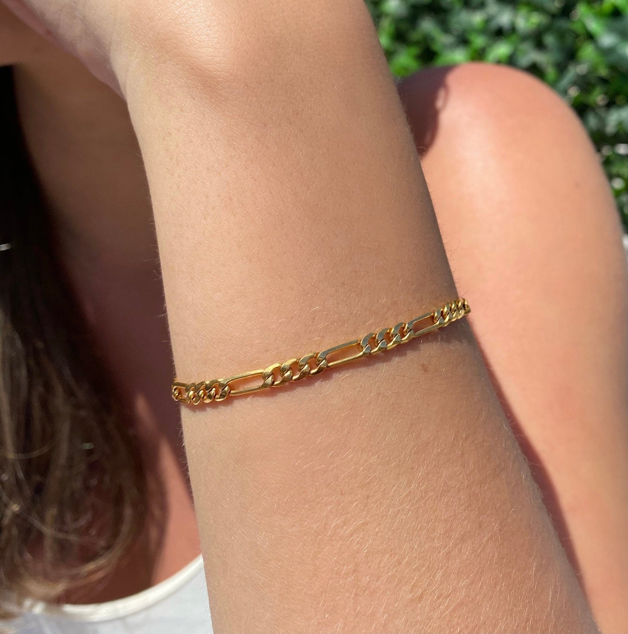 2.5mm Gold Filled Skinny Figaro Chain Bracelet - Camille Jewelry