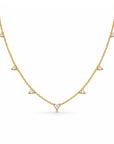 diamond station necklace in 14k yellow gold on white background - Camille Jewelry