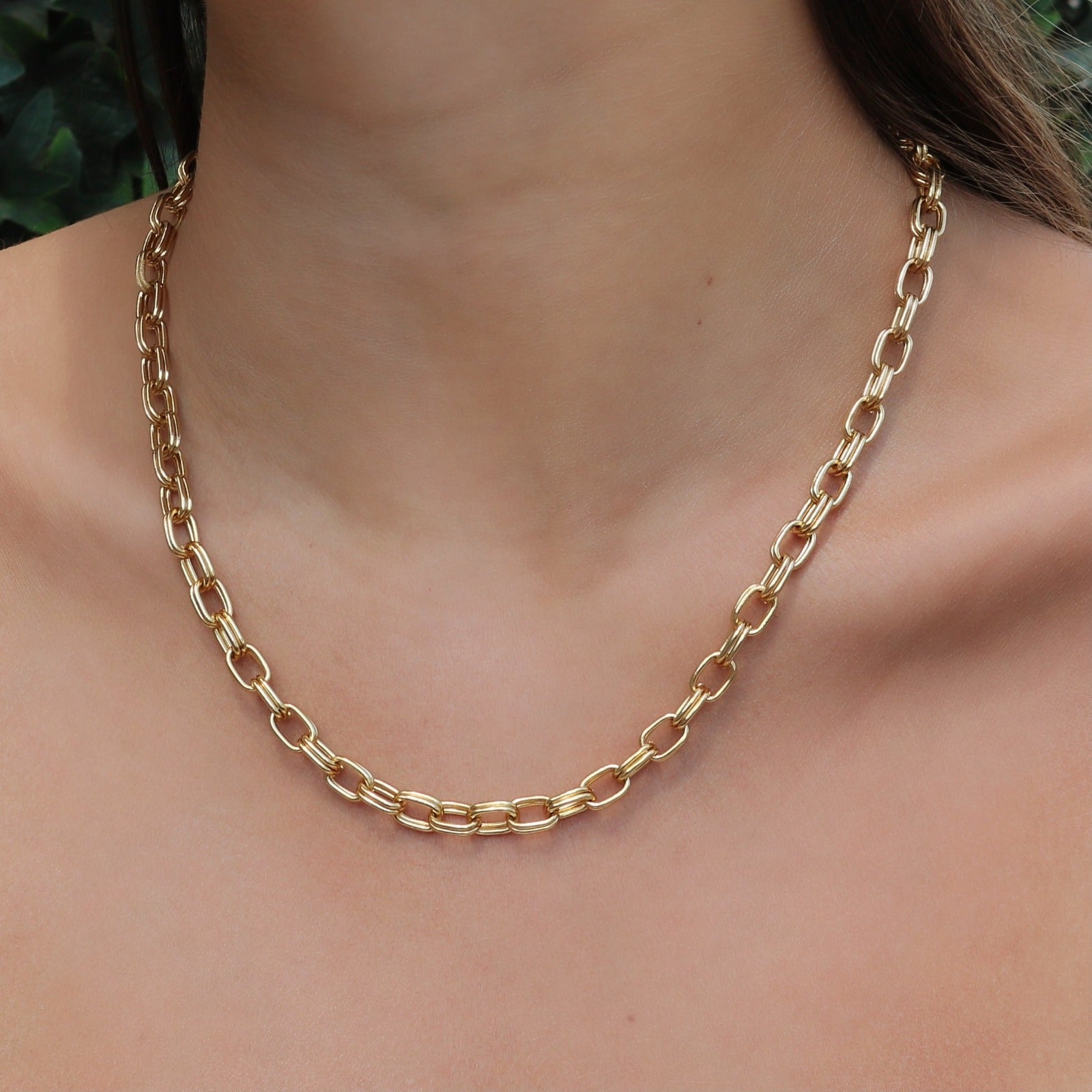 Ares- Double Link Gold Chain Necklace - Camille Jewelry