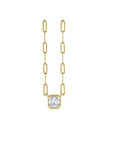 Asscher Cut Moissanite Pendant Necklace in 14K Gold on a white background- Camille Jewelry