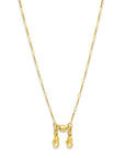 Magnetic convertible bar chain necklace in gold plated brass on a white background by Camille Jewelry