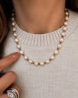 Beaded Pearl Necklace with Gold Filled Beads and Rainbow Rondelles - Camille Jewelry
