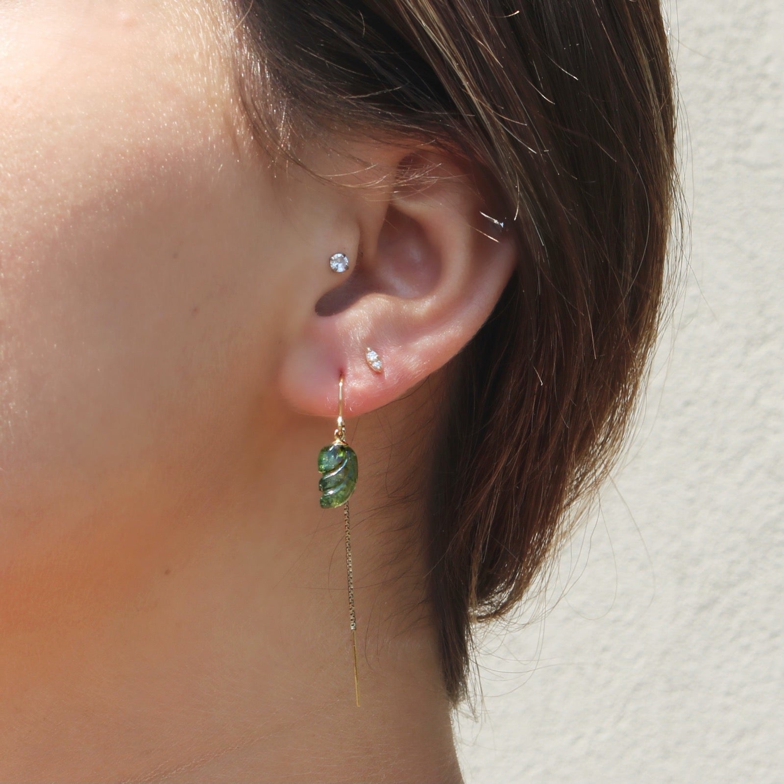 Carved Green Tourmaline Earrings - One Of A Kind - Camille Jewelry