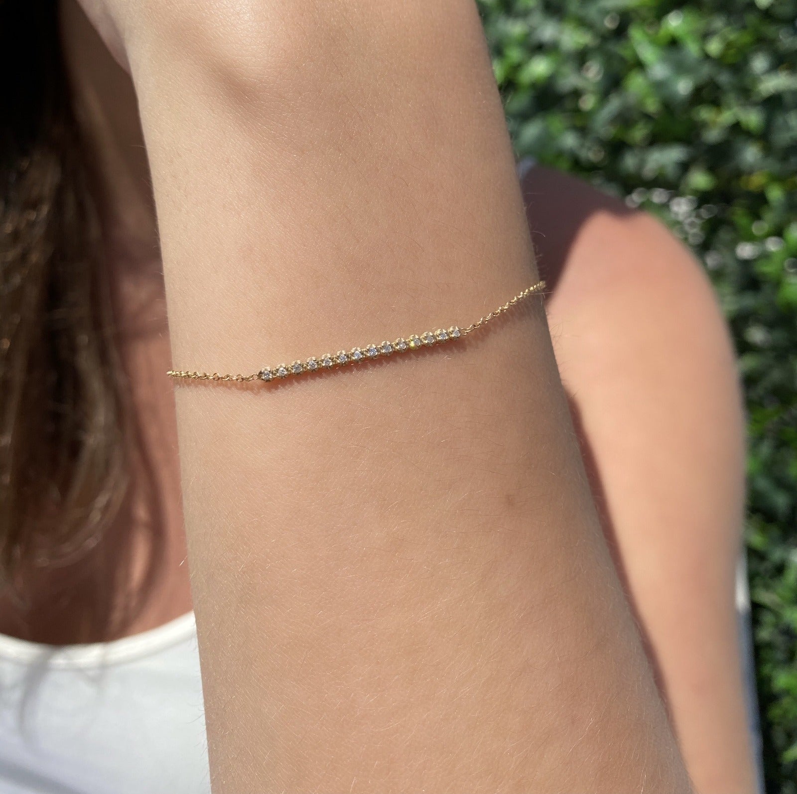 Clara - 14K Gold & Diamond Bar Bracelet - Camille Jewelry