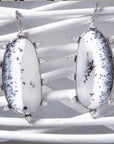 Sterling Silver Dendritic Opal Starburst Earrings On White Branch Displays- Camille Jewelry