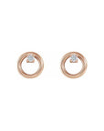 14k rose gold Diamond Accent Circle Stud Earrings on a white background - Camille Jewelry
