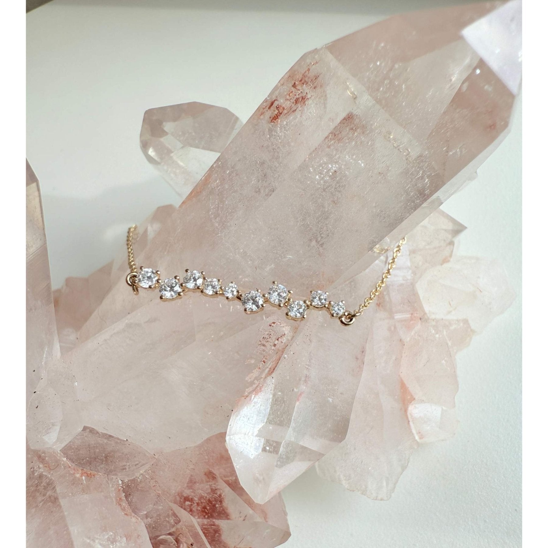 Diamond Bar Bracelet – 14K Yellow Gold, 1/3 CTW Constellation Design - Camille Jewelry