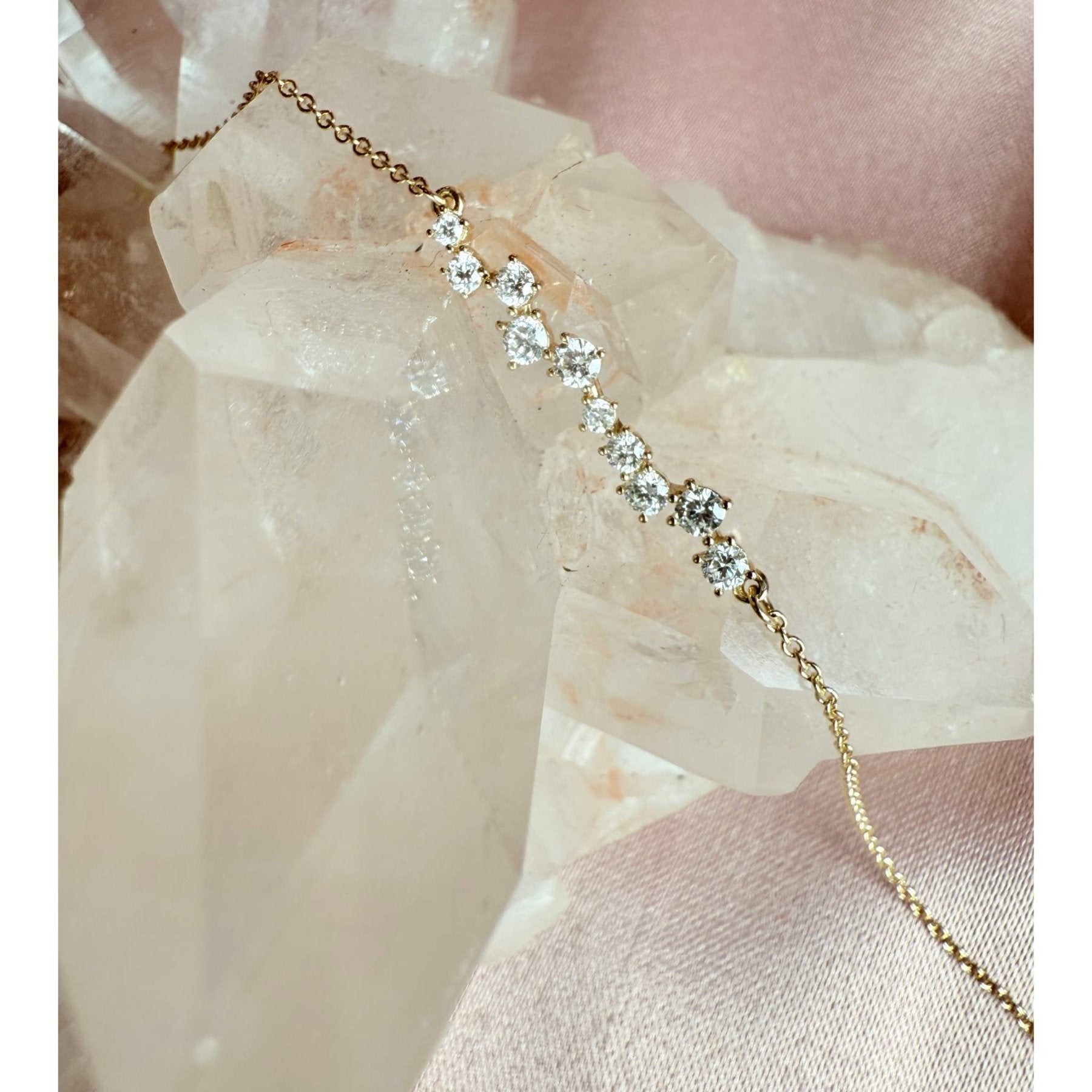 Diamond Bar Bracelet – 14K Yellow Gold, 1/3 CTW Constellation Design - Camille Jewelry