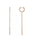 14K rose gold Diamond Chain Hinged Hoop Earrings on White background - Camille Jewelry