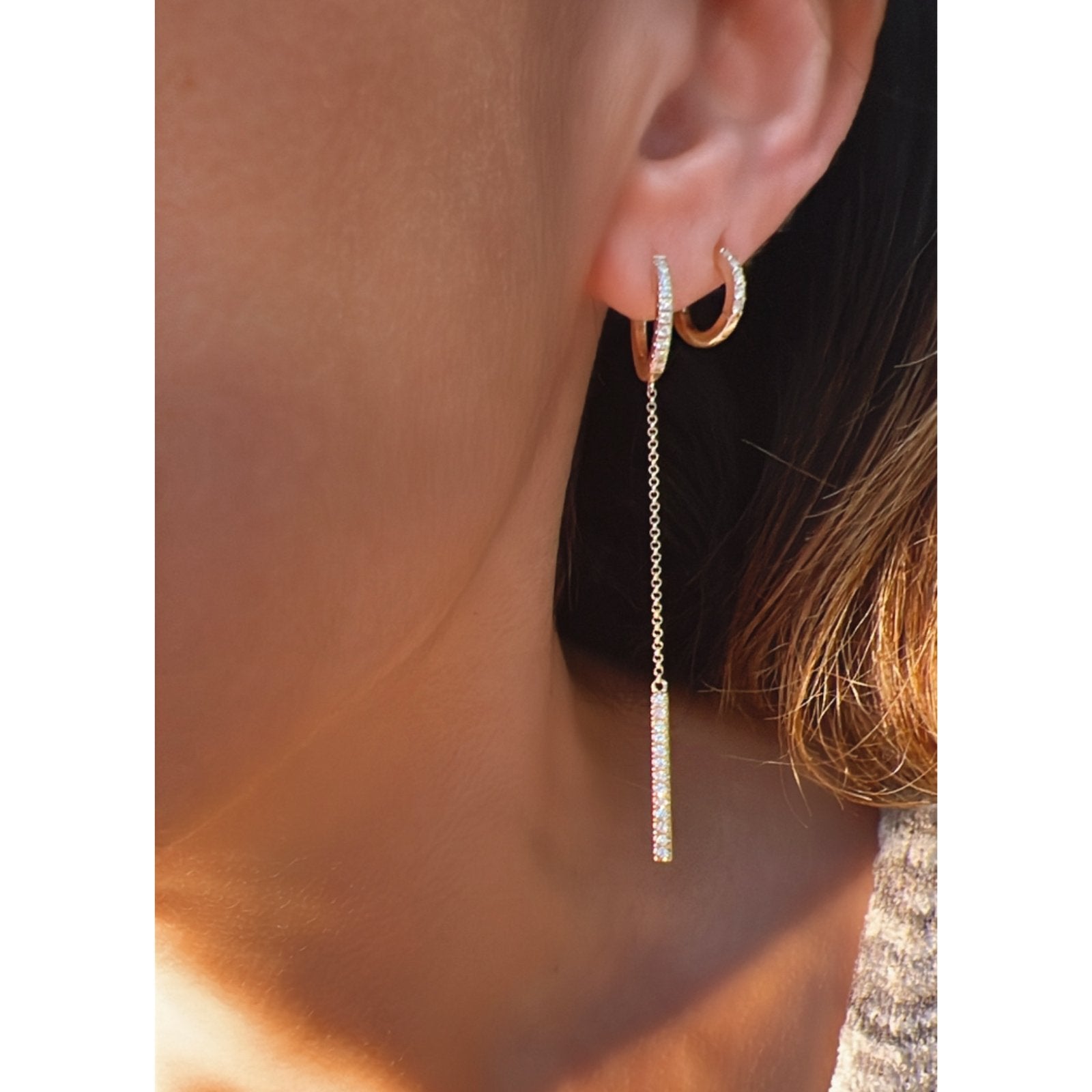 Diamond Chain Hinged Hoop Earrings - Camille Jewelry