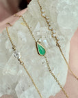 Diamond Emerald Bracelet – 14K Gold Pear - Shaped Emerald with Diamond Accent - Camille Jewelry