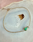 Diamond Emerald Bracelet – 14K Gold Pear - Shaped Emerald with Diamond Accent - Camille Jewelry