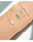 Diamond Emerald Bracelet – 14K Gold Pear - Shaped Emerald with Diamond Accent - Camille Jewelry