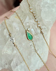 Diamond Emerald Bracelet – 14K Gold Pear - Shaped Emerald with Diamond Accent - Camille Jewelry