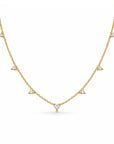 diamond station necklace in 14k yellow gold on white background - Camille Jewelry