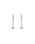 14K white gold Drilled Diamond Hoop Earrings on a white background- Camille Jewelry