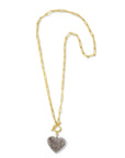 Gold Filled Druzy Quartz Heart Necklace oon a white background|- Camille Jewelry