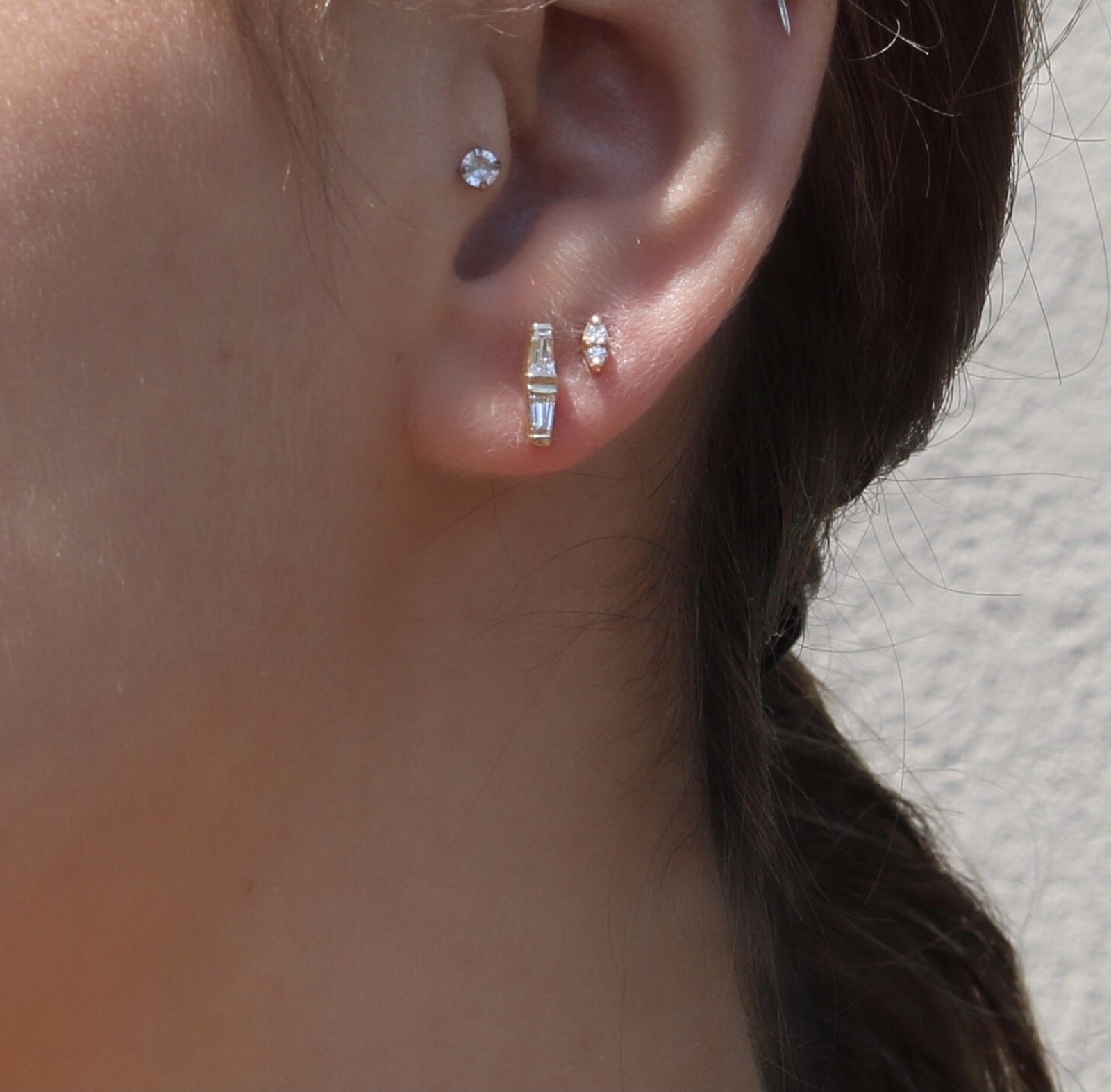 Elle - Diamond Bar Stud Earrings - Camille Jewelry
