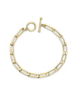 Gold Filled Large Elongated Curb Chain Bracelet With Toggle On White Background - Camille Jewelry