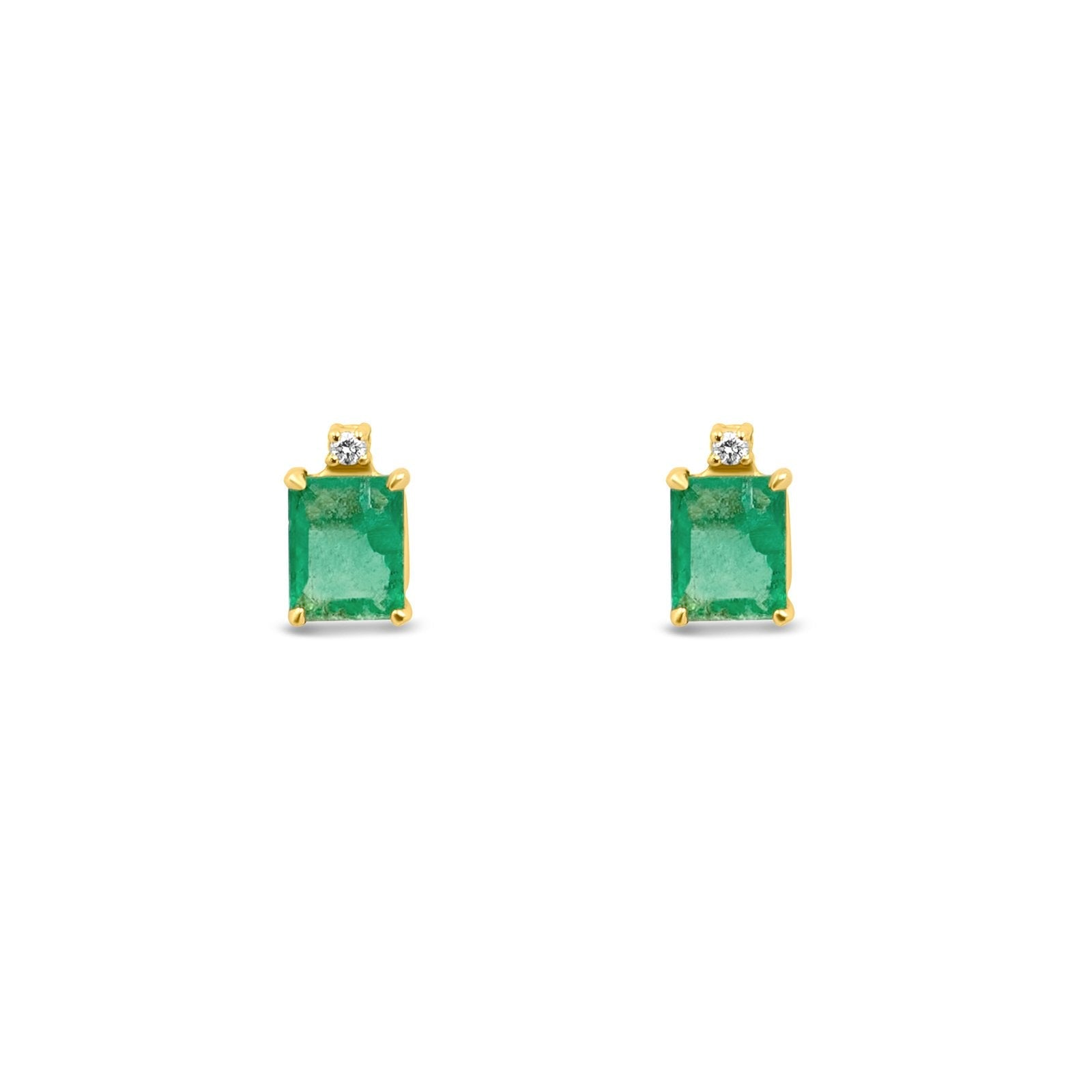 Emma - Diamond Accent Emerald Stud Earrings - Camille Jewelry