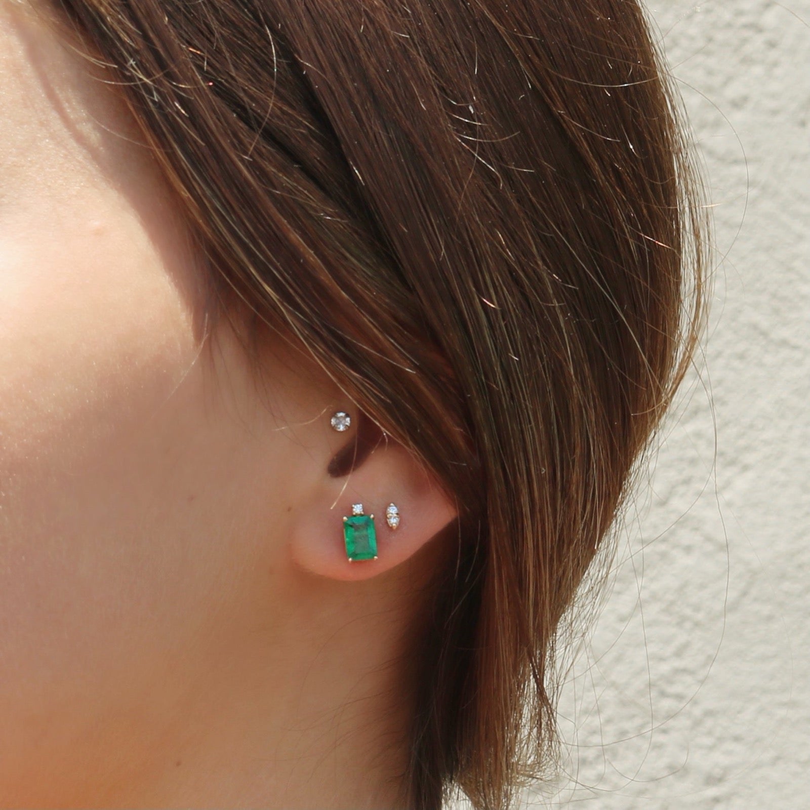 Emma - Diamond Accent Emerald Stud Earrings - Camille Jewelry