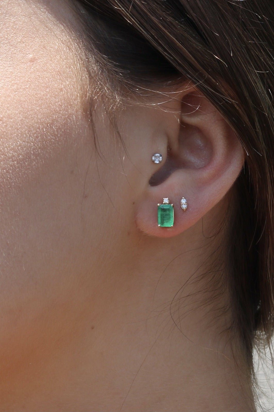 Emma - Diamond Accent Emerald Stud Earrings - Camille Jewelry