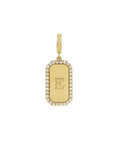 Engravable Diamond Dog Tag Charm in Solid 14K Gold - Camille Jewelry