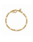 Figaro chain bracelet in 14K gold filled, 2.5mm gauge, with toggle closure on a white background by Camille Jewelry