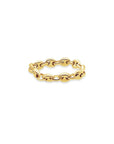 14k yellow gold flexible Mariner Chain Ring 3.8mm gauge on a white background - Camille Jewelry
