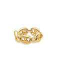 14k yellow gold flexible Mariner Chain Ring 8.3mm gauge on a white background - Camille Jewelry