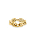 14k yellow gold flexible Mariner Chain Ring 5.5mm gauge on a white background - Camille Jewelry