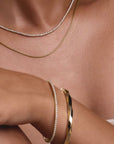 Diamond Tennis Bracelet | 14K Yellow Gold Flexible Bangle 1.5–3 CTW on a model - Camille Jewelry
