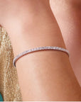 Diamond Tennis Bracelet | 14K Yellow Gold Flexible Bangle 1.5–3 CTW on a models wrist - Camille Jewelry