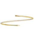 Diamond Tennis Bracelet | 14K Gold Flexible Bangle 1.5–3 CTW shown twisted open on a white background - Camille Jewelry