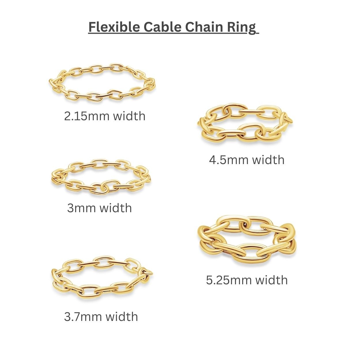 Flexible Gold Cable Chain Ring - Camille Jewelry