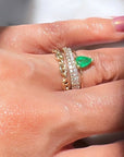 Gold Mariner Chain Ring with flexible design on a models hand- Camille Jewelry
