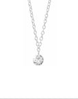 14k white gold floating Drilled Diamond Necklace on a white background- Camille Jewelry