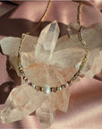 Gemstone Bead Necklace with Gold Figaro Chain – Vibrant Tourmaline & Pearls - Camille Jewelry