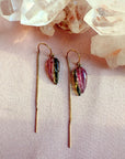 Gemstone Earrings Drop – Touramaline Gold Threader - Camille Jewelry