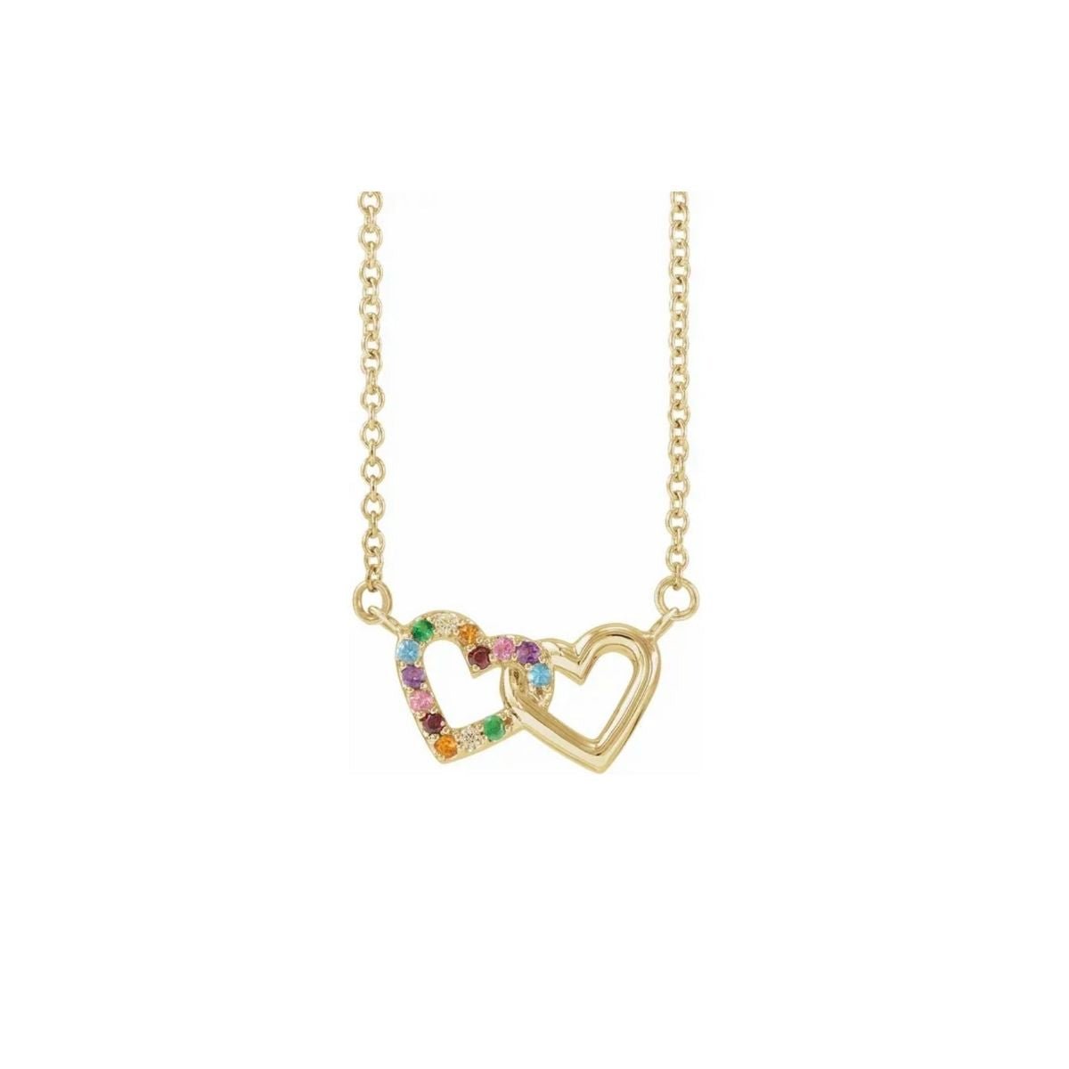 Gemstone Mini Interlocking Heart Necklace - Camille Jewelry