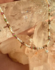 Gold Filled Beaded Necklace with Freshwater Pearl and Gemstones - Camille Jewelry