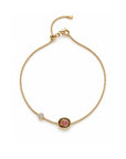 Gold filled bracelet with organic rosecut tourmaline on a station chain, Version A, on a white background by Camille Jewelry