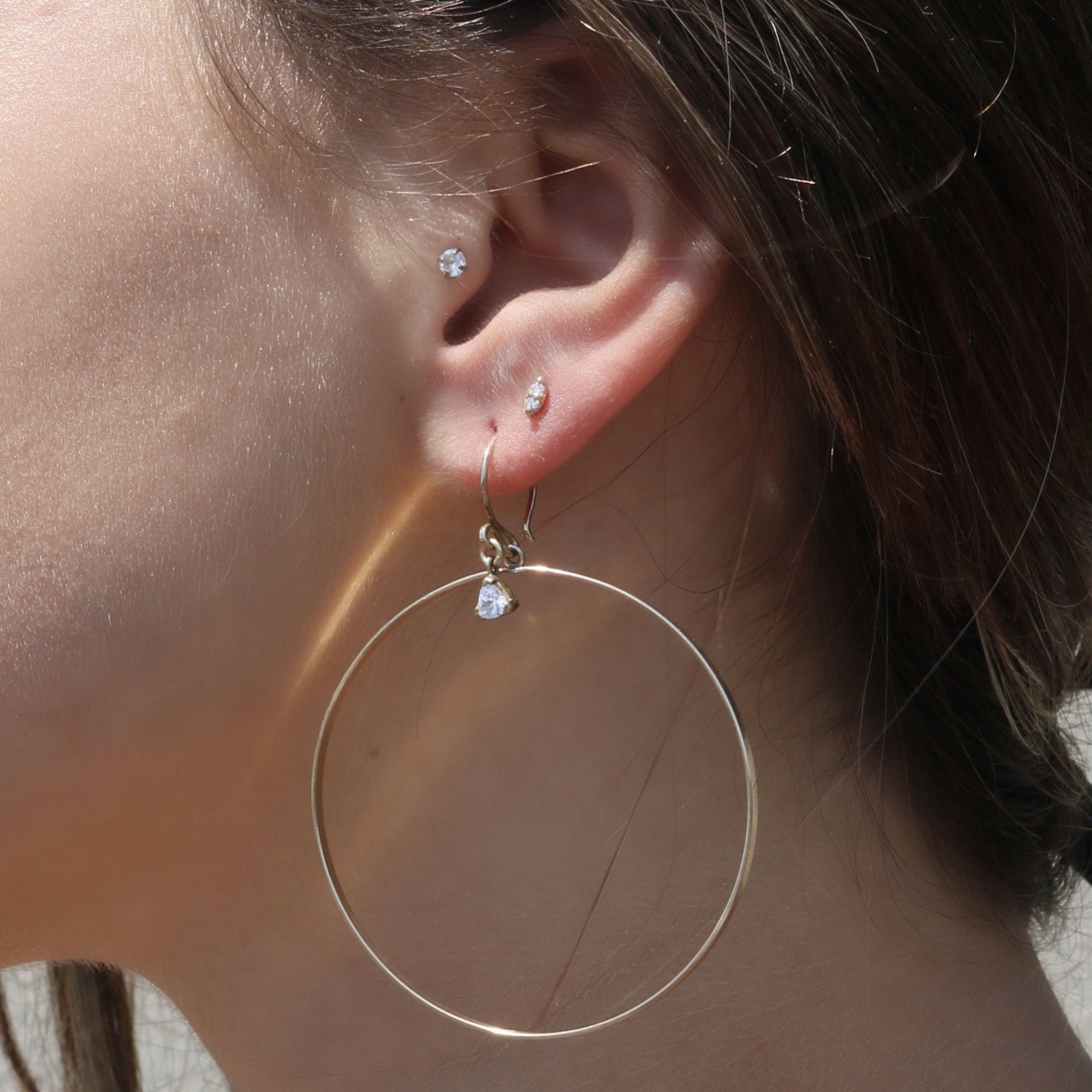 Gold Filled - Charm Hoop Earrings - Camille Jewelry