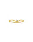 Gold Filled Chevron White CZ bezel set wire ring on a white background- Camille Jewelry
