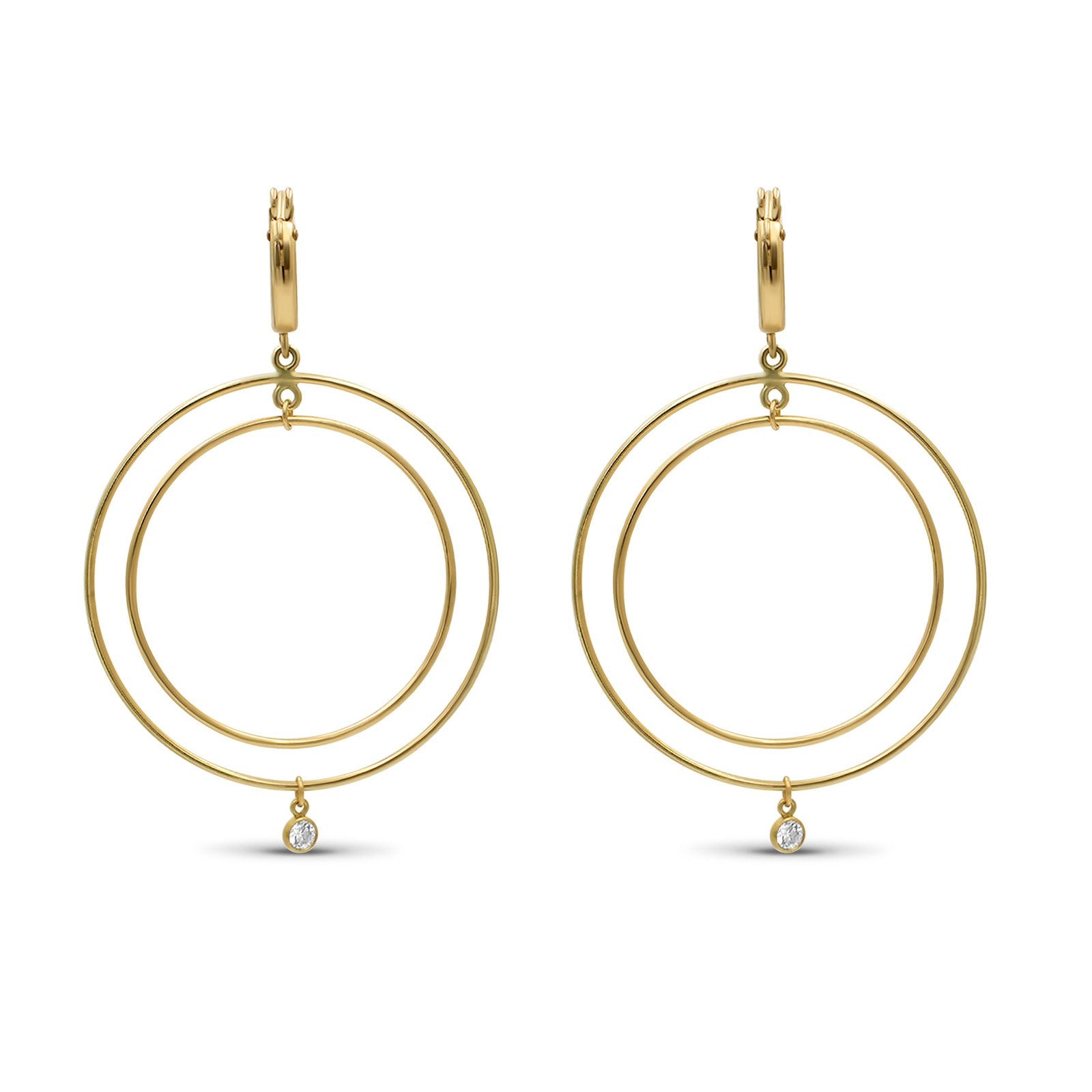 Gold Filled - Double Hoop Huggie Earrings - Camille Jewelry